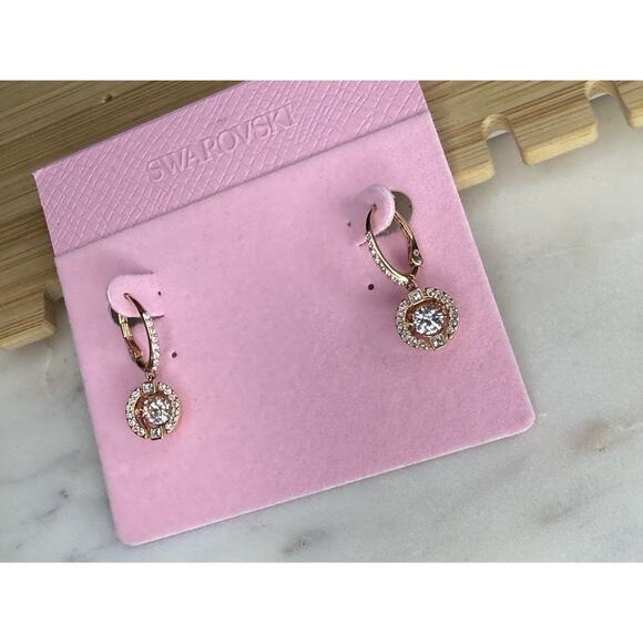 Swarovski Crystal Gold Tone Drop Earrings Elegant Stunning Chic Glitzy Fashion - Picture 6 of 12